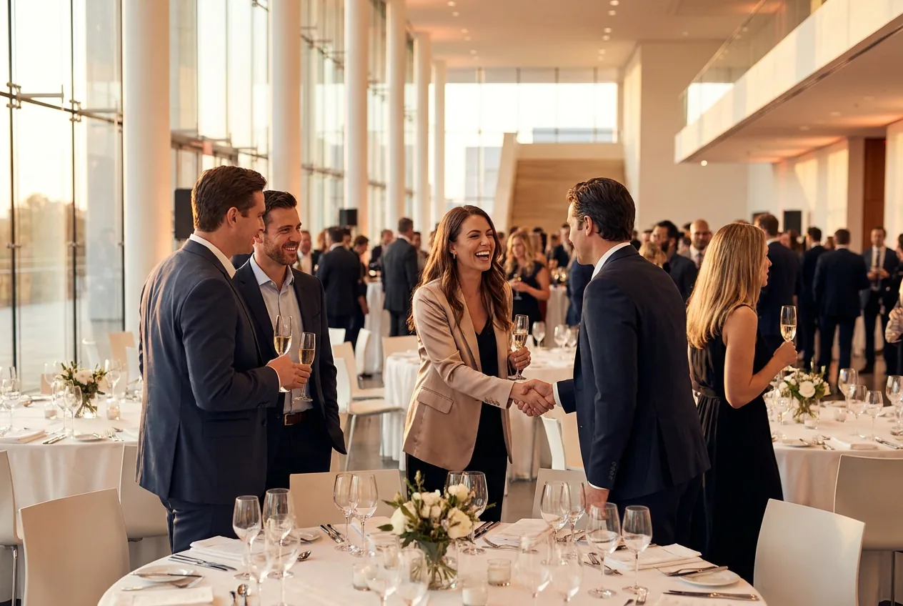 Firmenevent mit Bühne und Gästen